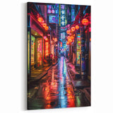 Tokyo Alley Night Art – Vibrant Neon Street Cityscape Print for Wall Decor