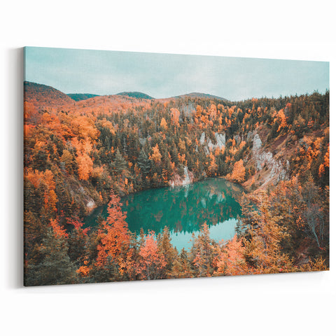 Autumn Lake in Nova Scotia - Scenic Fall Landscape Canvas Wall Art