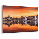 Nova Scotia Churches at Sunset - Scenic Reflection Landscape Wall Art