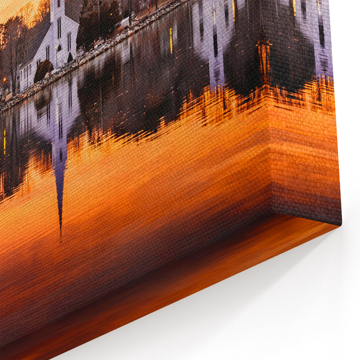 Nova Scotia Churches at Sunset - Scenic Reflection Landscape Wall Art