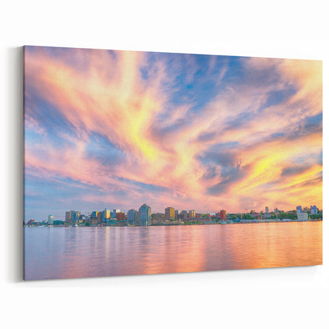 Halifax Skyline at Sunset - Vibrant Nova Scotia Cityscape Canvas Art