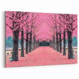 Vibrant Pink Korean Trees - Scenic Pathway Nature Art Print