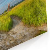 Korean Windmills in Green Field - Scenic Landscape Art Print