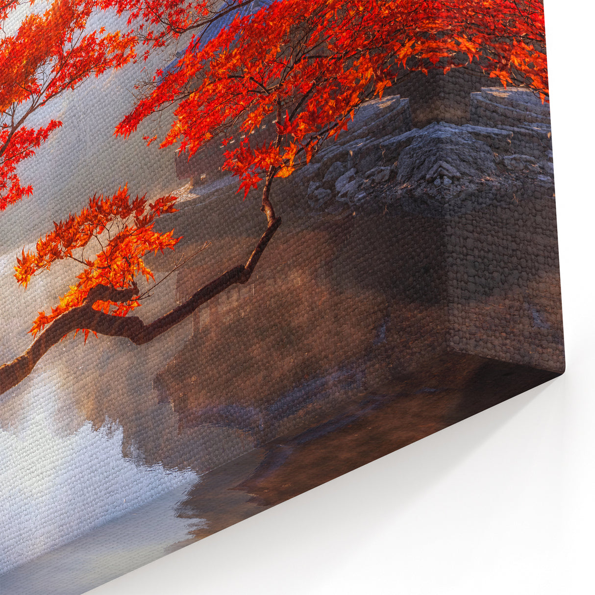 Korean Autumn Maple Tree - Scenic Red Leaves Art Print