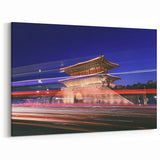 Seoul Cityscape at Night - Modern Korean Wall Art on Stretched Canvas