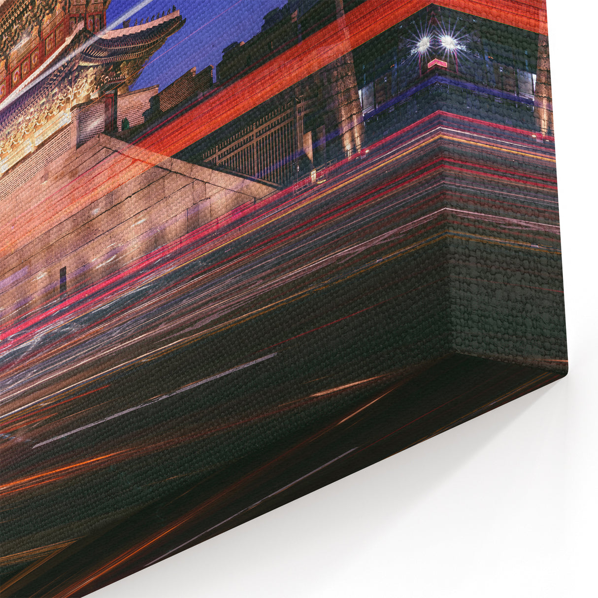 Seoul Cityscape at Night - Modern Korean Wall Art on Stretched Canvas