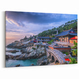 Korean Coastal Temple at Sunrise - Scenic Korean Wall Art on Framed Print