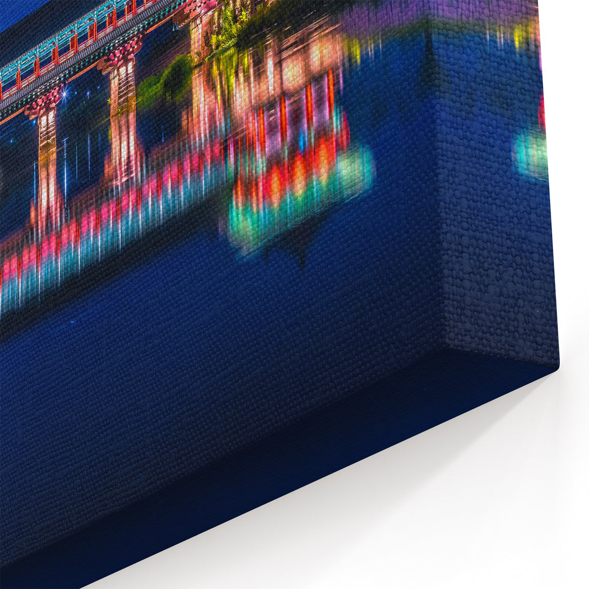 Illuminated Korean Bridge at Night - Scenic Wall Art on Acrylic Glass