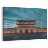 Korean Palace Under Starry Sky - Traditional Wall Art on Rolled Canvas