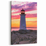 Vibrant Nova Scotia Lighthouse - Stunning Coastal Sunset Canvas Art