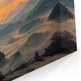 Korean Mountain Sunrise - Scenic Nature Wall Art on Stretched Canvas