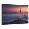 Seoul Tower in Misty Dusk - Modern Korean Cityscape Wall Art on Canvas