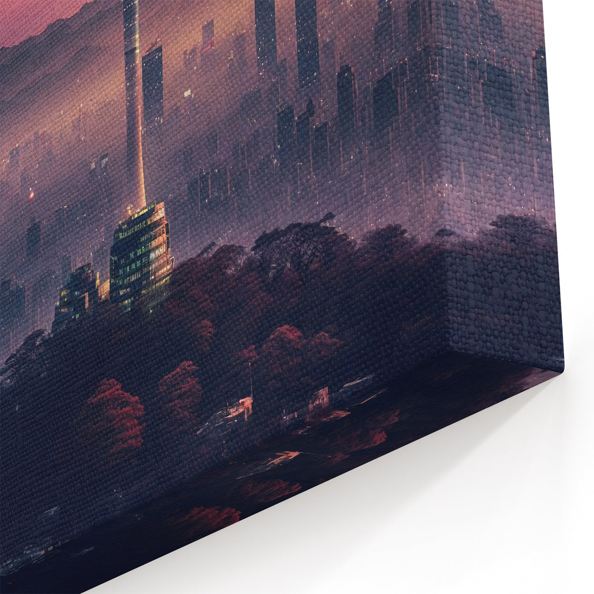 Seoul Tower in Misty Dusk - Modern Korean Cityscape Wall Art on Canvas
