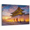 Traditional Korean Gate at Sunset - Scenic Wall Art on Framed Print