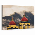 Vibrant Oaxaca Wall Art - Mexican Church and Mountain Scenery Print
