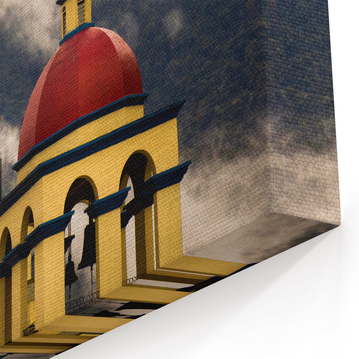Vibrant Oaxaca Wall Art - Mexican Church and Mountain Scenery Print