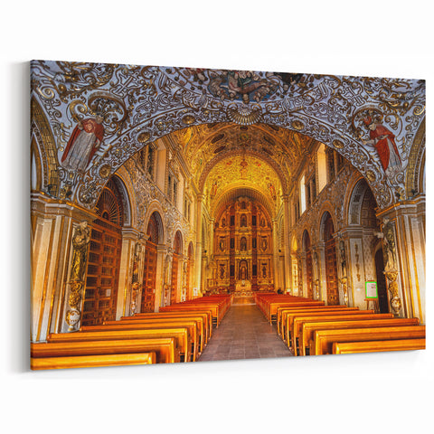 Ornate Oaxaca Cathedral Interior - Stunning Mexican Architecture Print