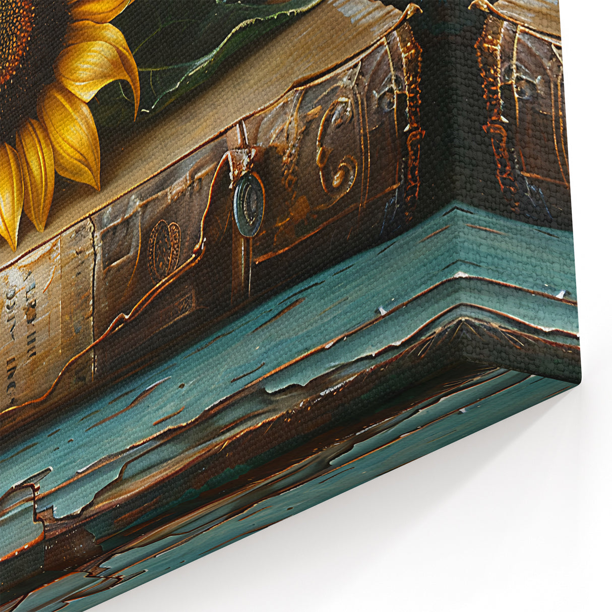 Vintage Sunflower Wall Art | Rustic Sunflower on Antique Book Canvas Print