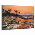 Bay of Fires Tasmania Wall Art – Dramatic Sunset Over Rocky Coastline