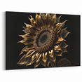 Luxurious Golden Sunflower Wall Art | Metallic Sunflower Canvas Print