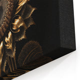 Luxurious Golden Sunflower Wall Art | Metallic Sunflower Canvas Print