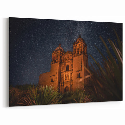 Oaxaca Wall Art – Stunning Mexican Street Scene under a Starry Sky