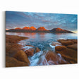 Scenic Tasmania Artwork – Freycinet Coastline with Vibrant Mountain Sunset