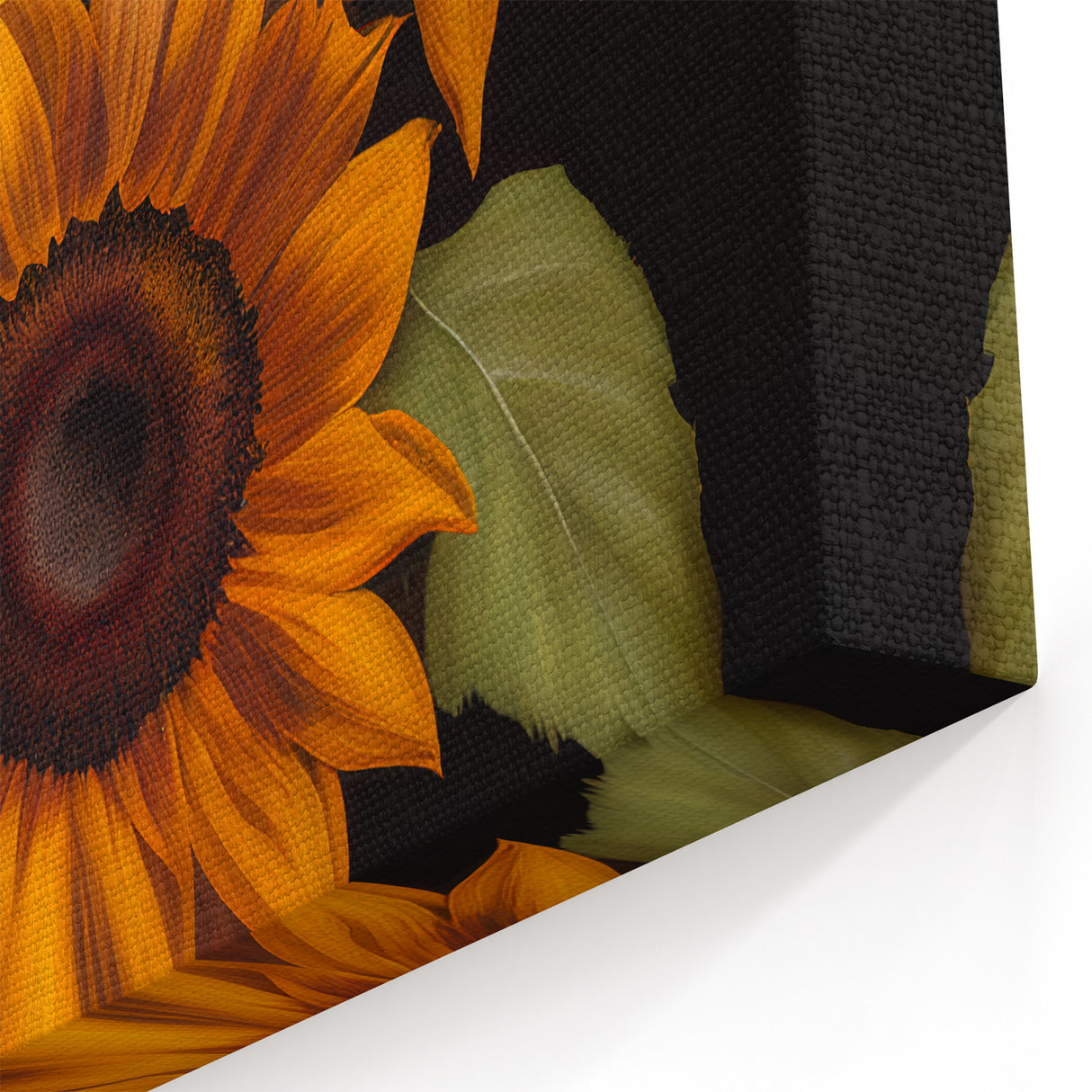 Elegant Sunflower Trio Wall Art | Warm Autumn Sunflower Canvas Print