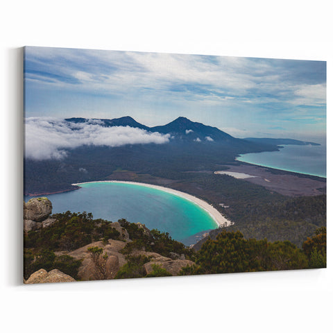 Tasmania Scenery Prints – Aerial View of Wineglass Bay and Mountains