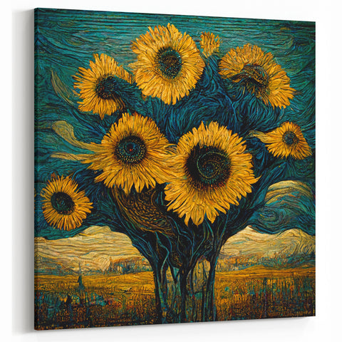 Bold Artistic Sunflower Wall Art | Abstract Sunflower Canvas Print