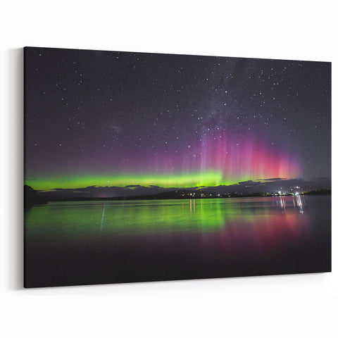 Tasmania Wall Art – Tasmanian Landscape Art of Aurora Over Lake