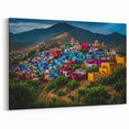 Oaxaca Wall Art – Colorful Mexican Hillside Village with Vibrant Homes