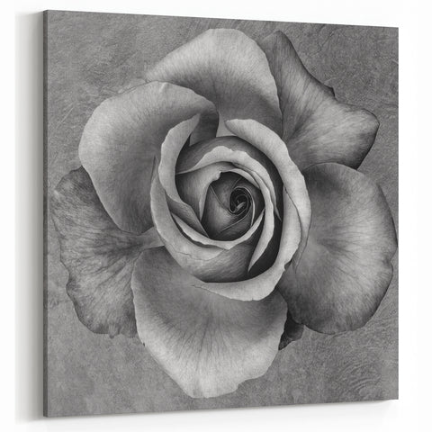 Monochrome Rose Wall Art - Elegant Floral Rose Canvas Print for Timeless Decor