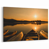 Canoes at Sunset – Serene Ontario Lake Landscape Wall Art