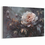 Mystical White Rose Wall Art - Elegant Floral Canvas Print for Home Decor