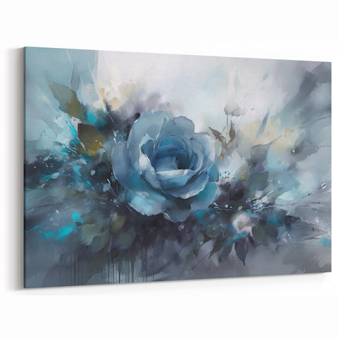 Vibrant Blue Rose Wall Art - Dynamic Floral Canvas Print for Modern Decor