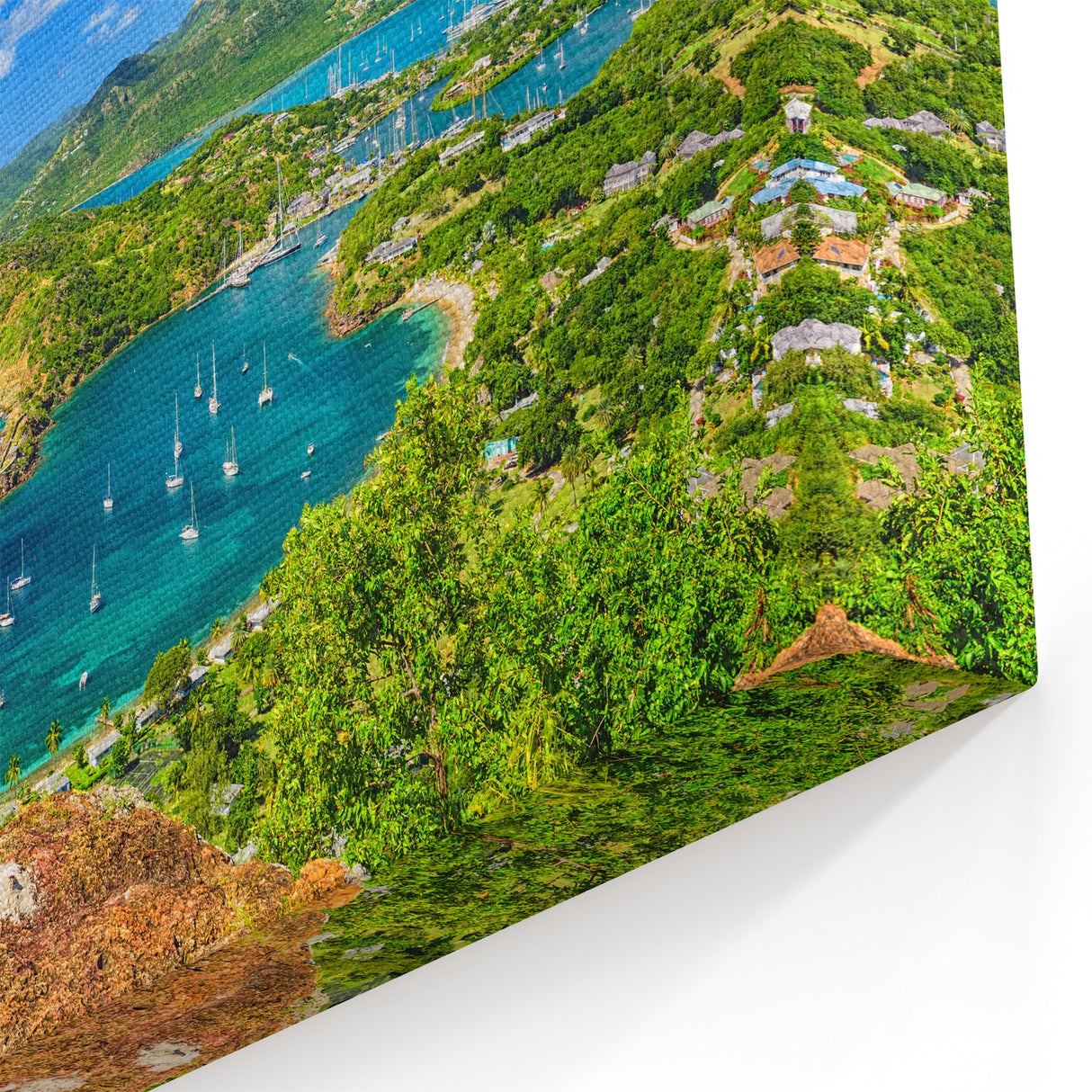 Antigua Island Art - Caribbean Coastal View Wall Print for Tropical Decor