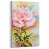 Soft Pink Rose Wall Art - Vibrant Floral Canvas Print for Bright Decor