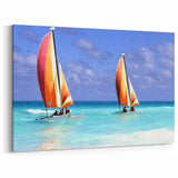 Antigua Coastal Prints - Vibrant Caribbean Sailing Seascape Canvas Art