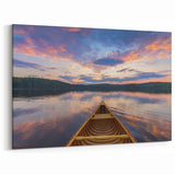 Canoe at Sunset on Ontario Lake – Serene Nature Landscape Wall Art