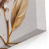 Gold and Pink Rose Wall Art - Luxurious Floral Canvas Print for Elegant Decor