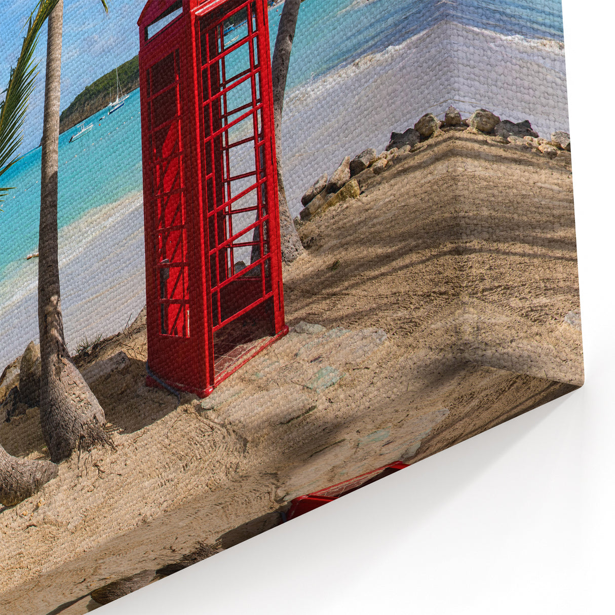 Antigua Island Artwork - Unique Caribbean Red Phone Booth Coastal Scene
