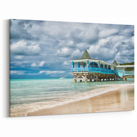 Scenic Antigua Posters - Caribbean Coastal Pavilion Art for Wall Decor