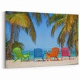 Antigua Beach Canvas - Vibrant Caribbean Chairs Coastal Wall Art