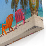 Antigua Beach Canvas - Vibrant Caribbean Chairs Coastal Wall Art