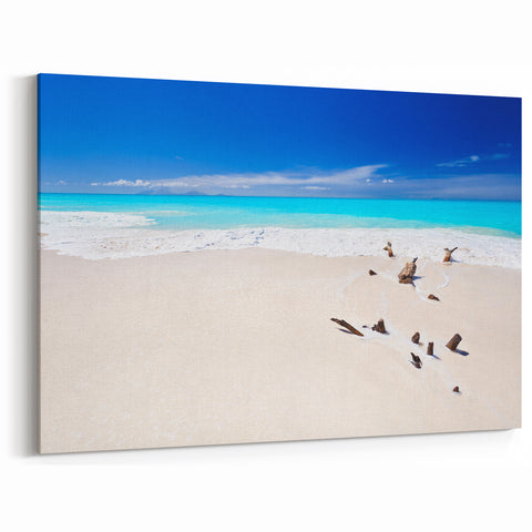 Antigua Beach Canvas - Calm Caribbean Waters & White Sand Coastal Art