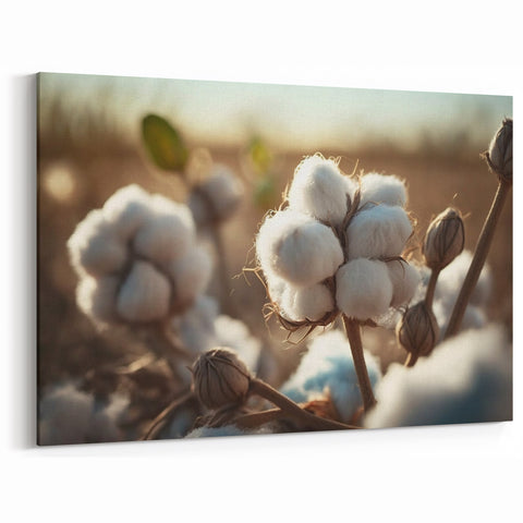 Botanical Cotton Bloom Art - Minimalist Cotton Plant Wall Decor