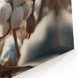 Botanical Cotton Bloom Art - Minimalist Cotton Plant Wall Decor