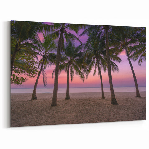 Scenic Antigua Posters - Tropical Sunset with Palm Trees Coastal Art