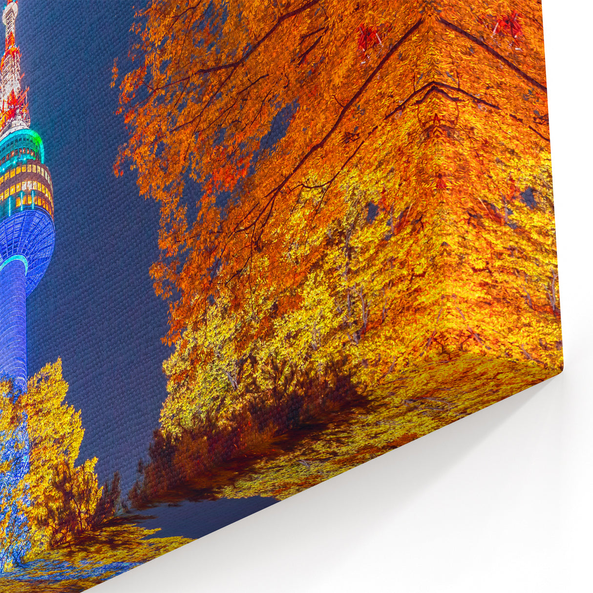 Seoul Scenic Posters – Namsan Tower with Autumn Foliage Wall Art